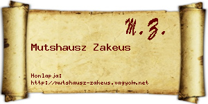 Mutshausz Zakeus névjegykártya